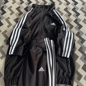 Adidas black & white pants and jacket, size small or medium, pants as well.